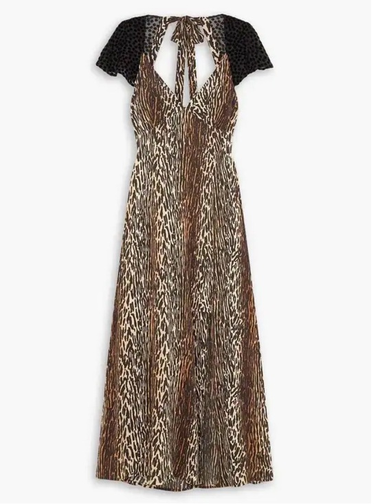 RIXO Other - RIXO Brown and Black Leopard-Print Midi Dress